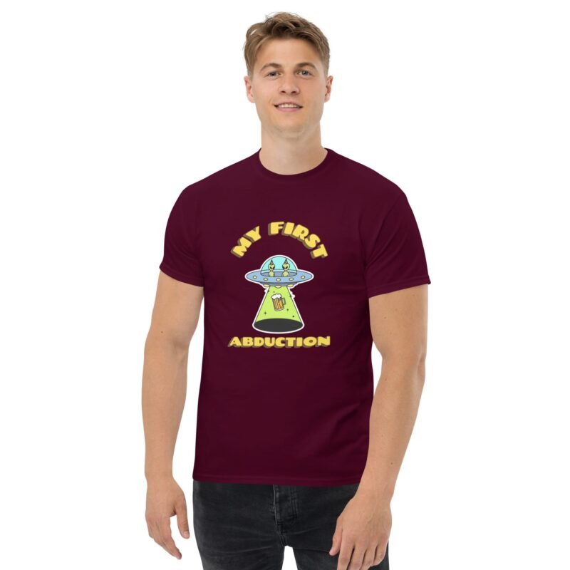 UFO T-Shirt: My First Abduction with Beer Print - Unisex classic tee - Imagen 2