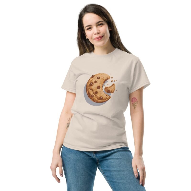 Classic Sweet Fashion T-Shirt with Chocolate Chip Cookie Design, Food Cotton Tee